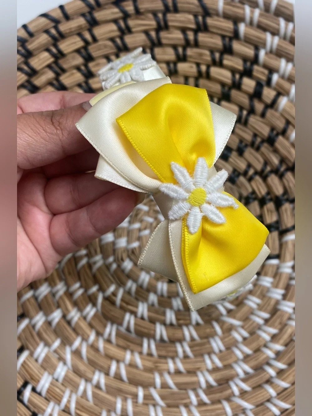 Hand Crafted Daisy Ribbon Bow Headband